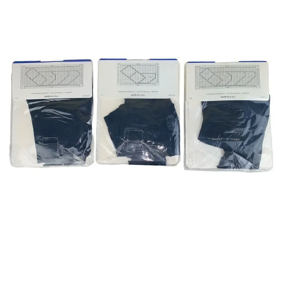 3 Pair HEDYS MIAMI Silk & Sheer Control Top Pantyhose XTall/Queen Navy Vintage‎